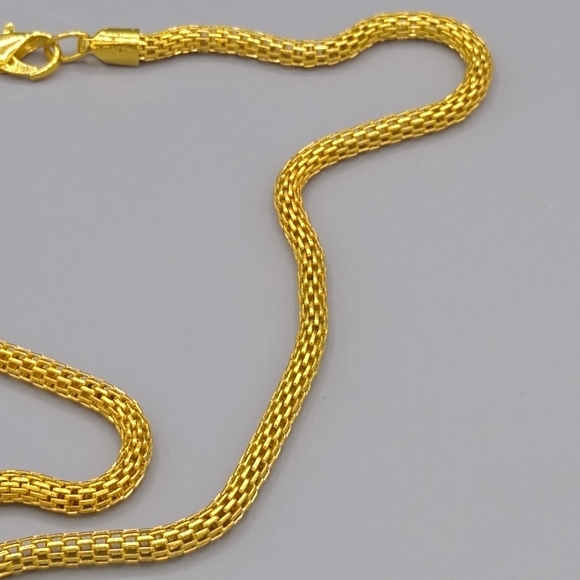 Gold tone Knitted Metal Mesh Rope Chain Necklace - Picture 10 of 12